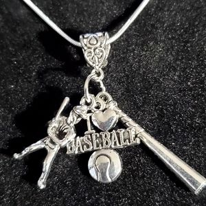 I ❤️ Baseball ⚾️  .925 Sterling Silver Necklace